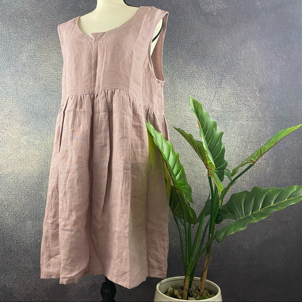 LIVE LINEN LARGE LAVENDER SLEEVELESS DRESS TUNIC